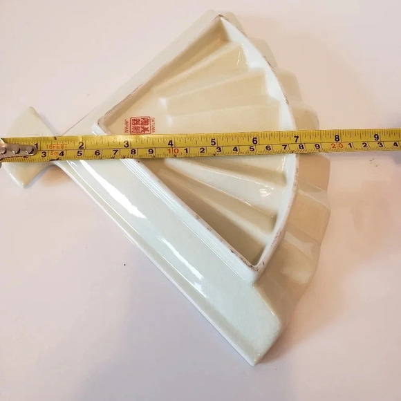 Vintage Asian Handpainted Fan  Trinket Dish Floral/Peacock. - Picture 10 of 11